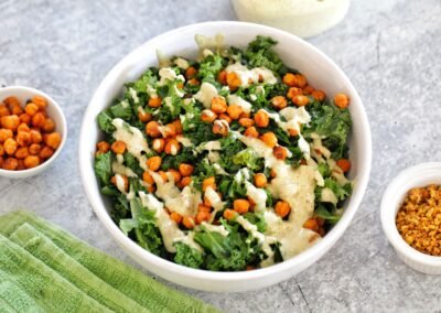 Smoky Chickpea Kale Caesar Salad