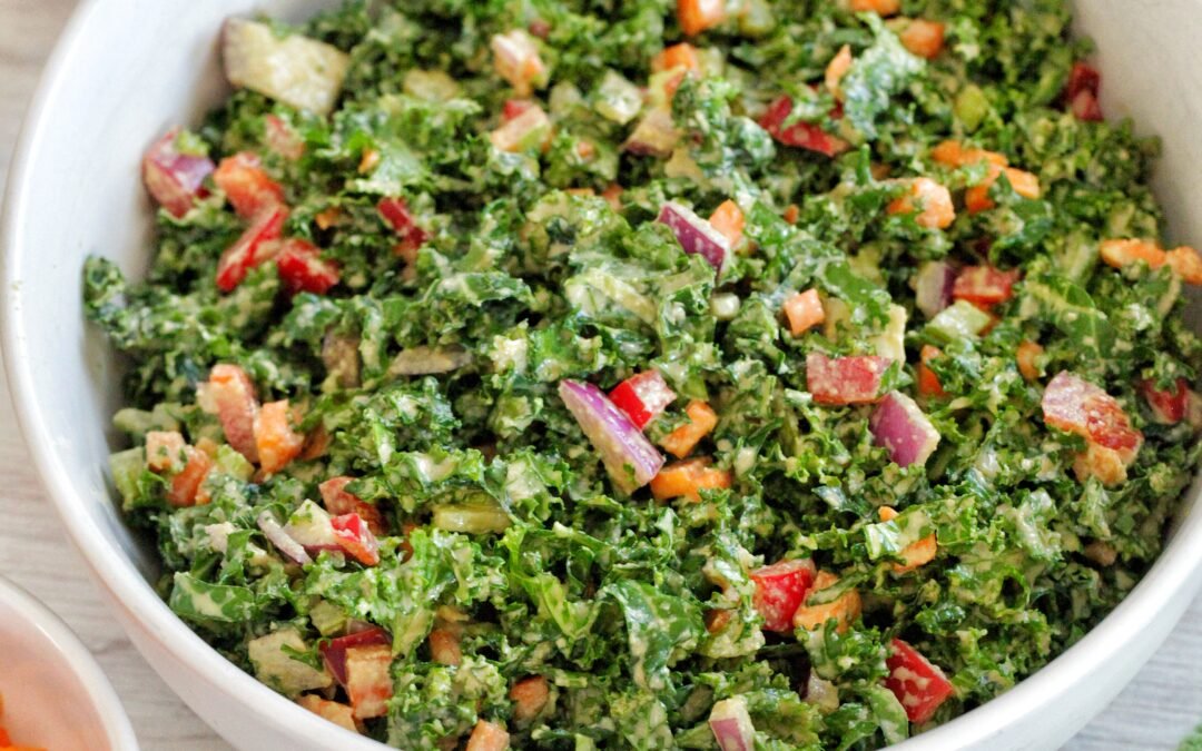 Crunchy Kale Salad with Garlicky Tahini Dressing